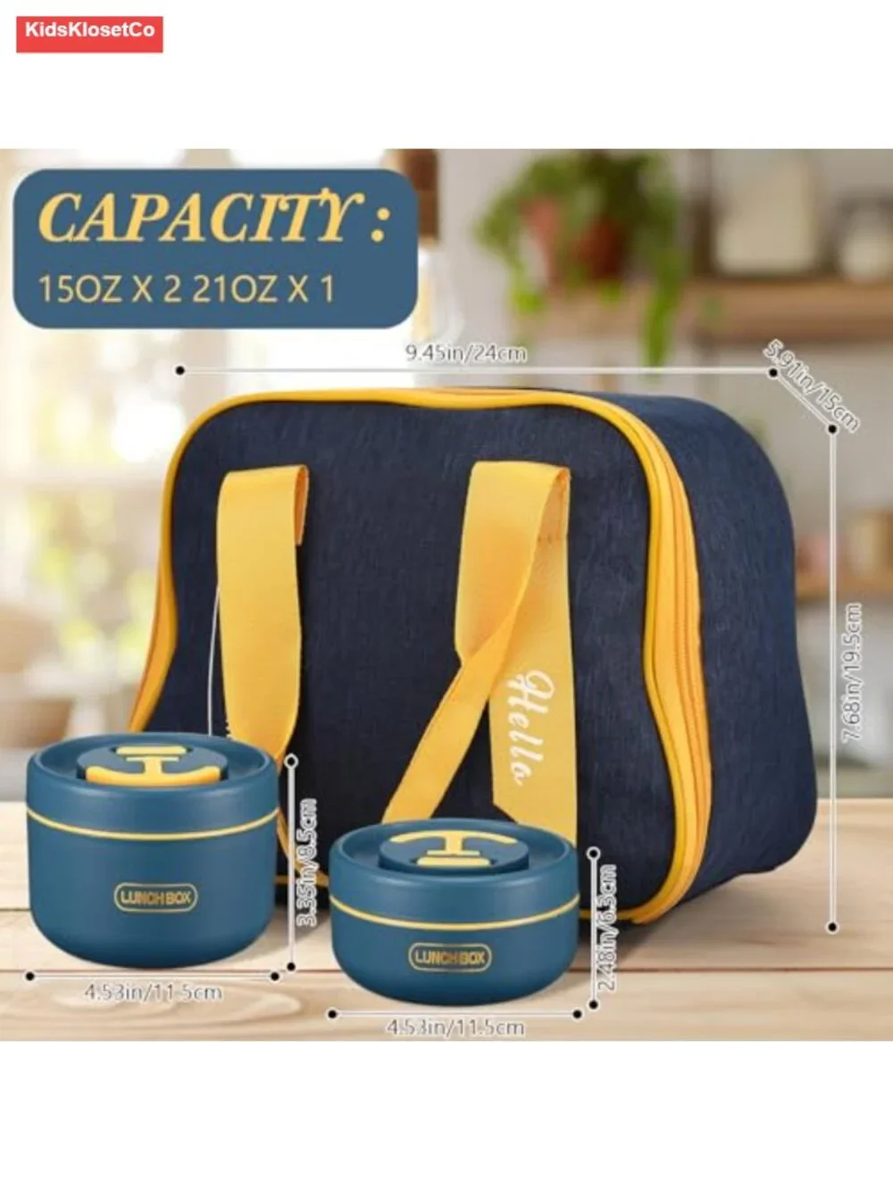 Insulated Bento Lunch Box Set Stainless Steel Stackable 3-Piece